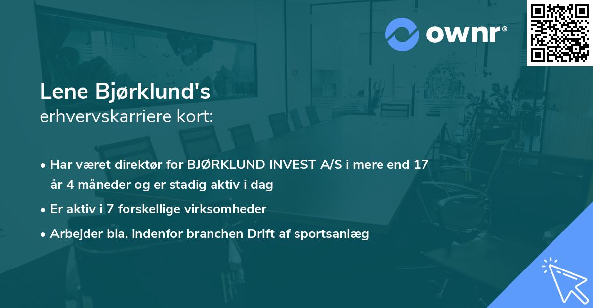 Lene Bjørklund's erhvervskarriere kort