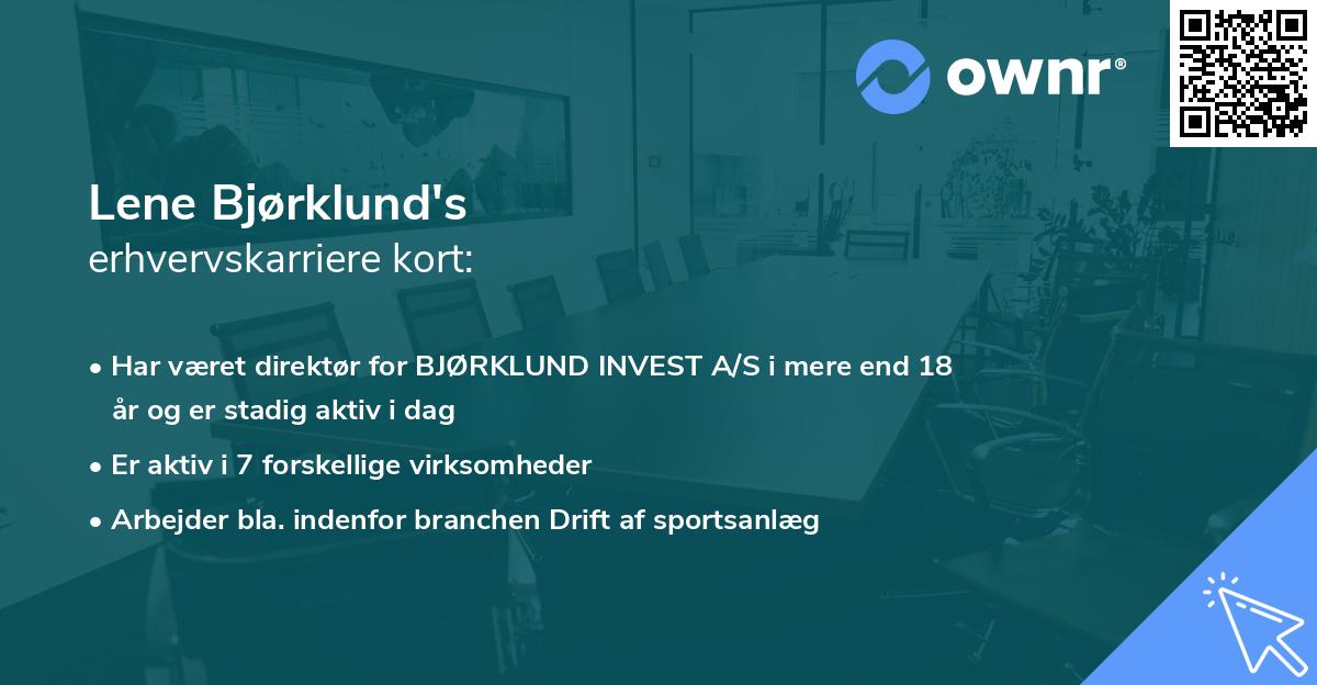 Lene Bjørklund's erhvervskarriere kort