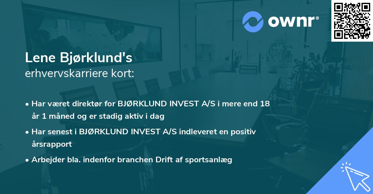 Lene Bjørklund's erhvervskarriere kort
