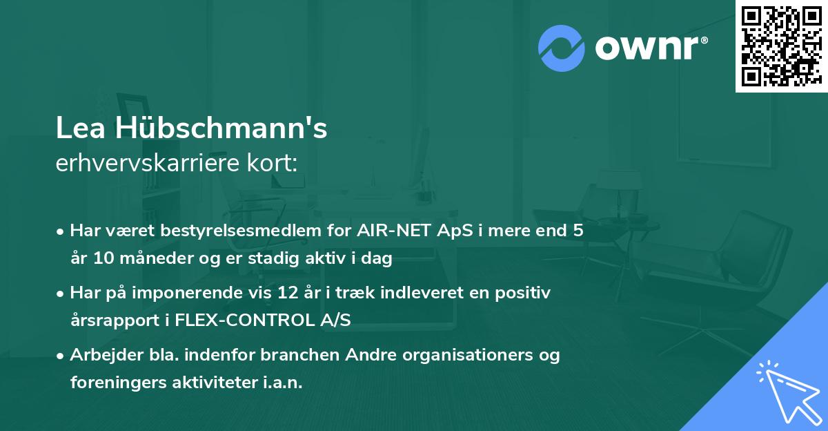 Lea Hübschmann's erhvervskarriere kort