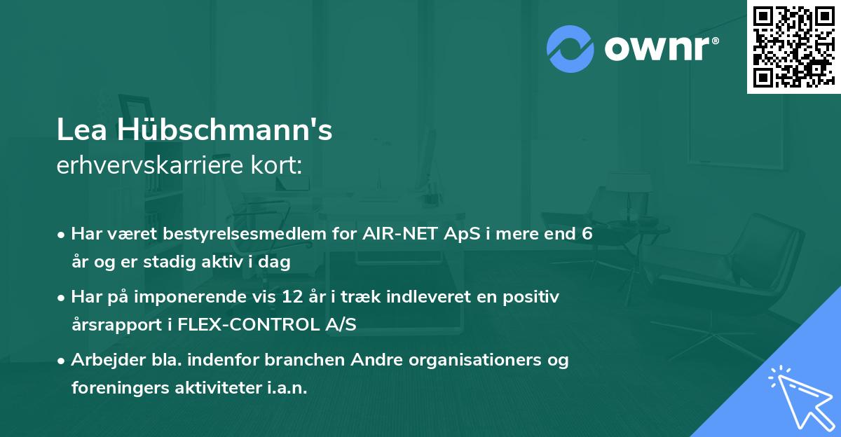 Lea Hübschmann's erhvervskarriere kort