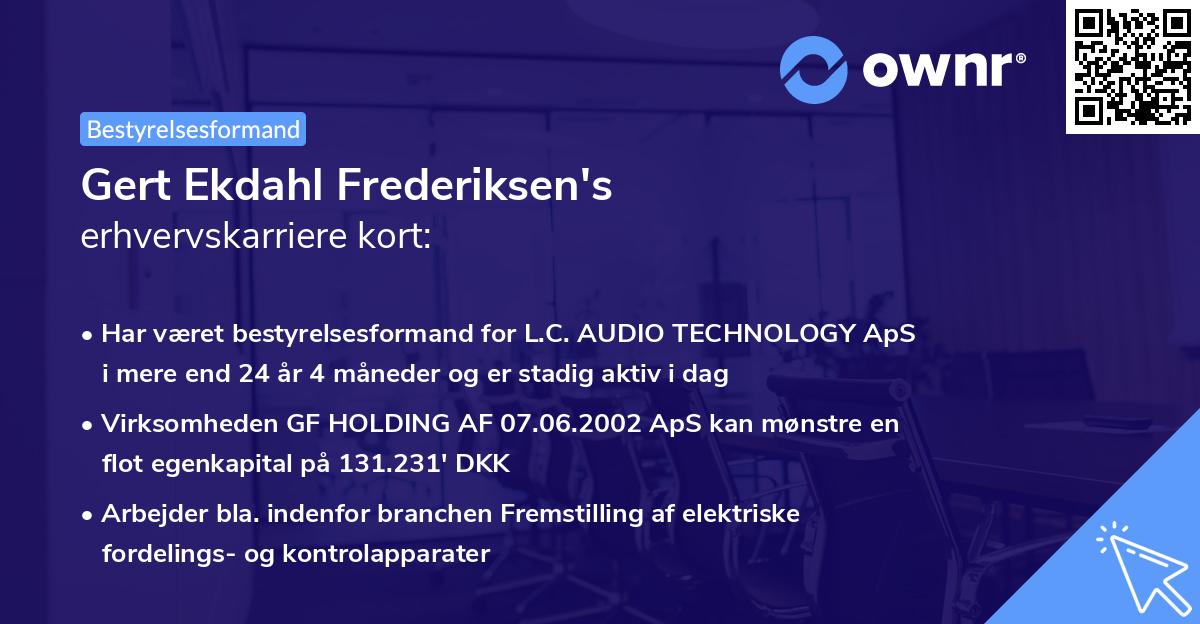 Gert Ekdahl Frederiksen's erhvervskarriere kort