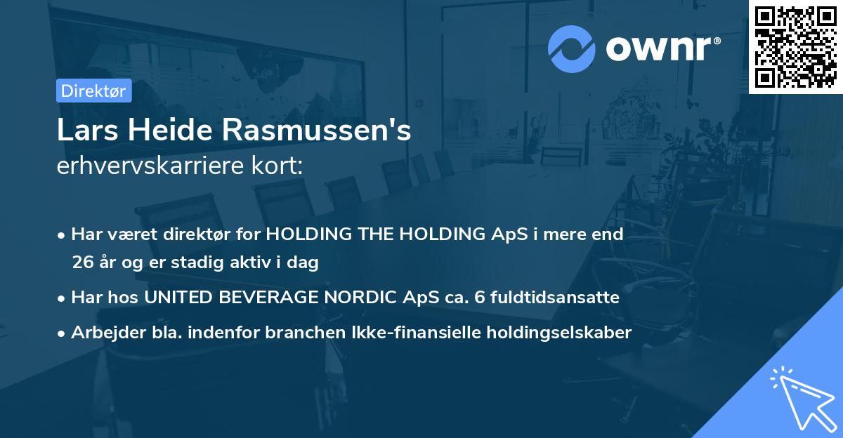 Lars Heide Rasmussen's erhvervskarriere kort