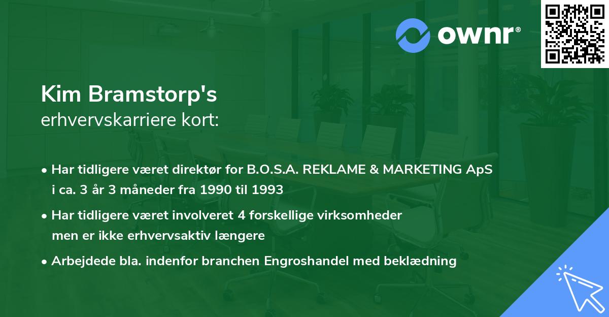 Kim Bramstorp's erhvervskarriere kort