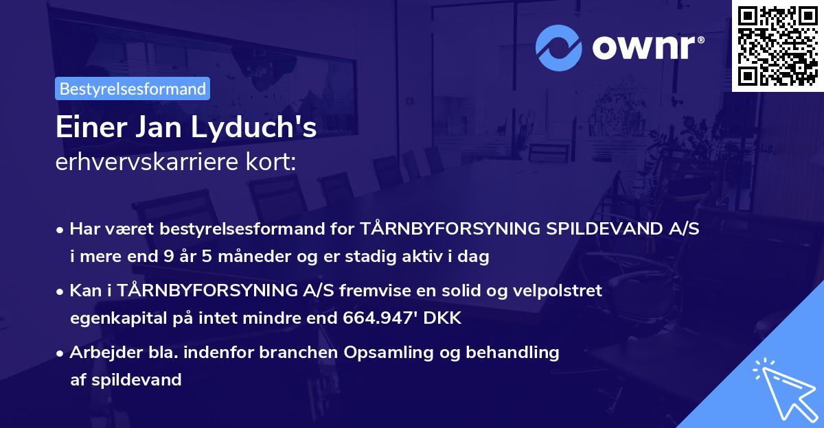 Einer Jan Lyduch's erhvervskarriere kort