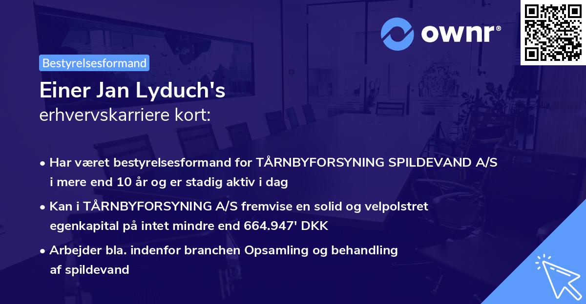 Einer Jan Lyduch's erhvervskarriere kort