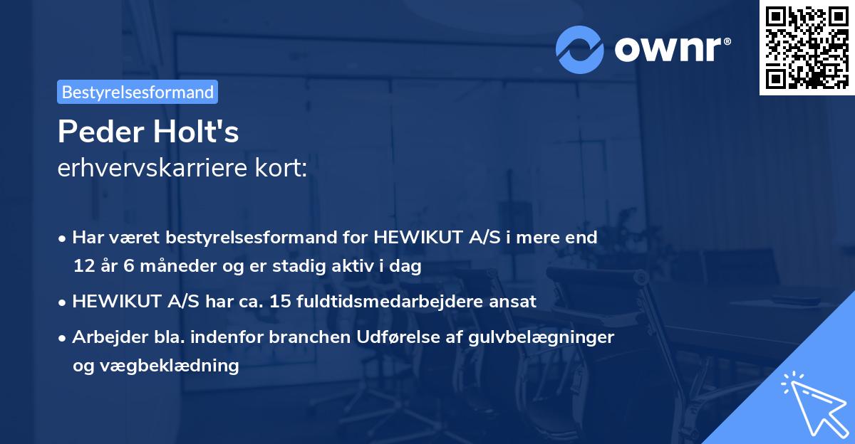 Peder Holt's erhvervskarriere kort