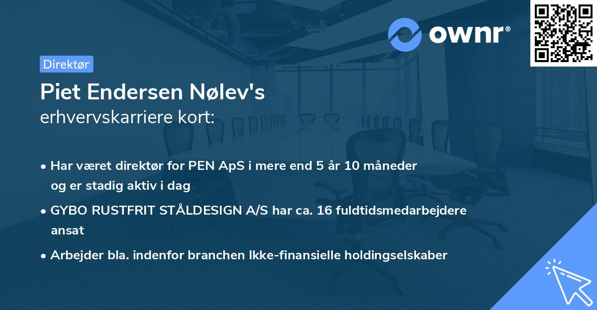 Piet Endersen Nølev's erhvervskarriere kort