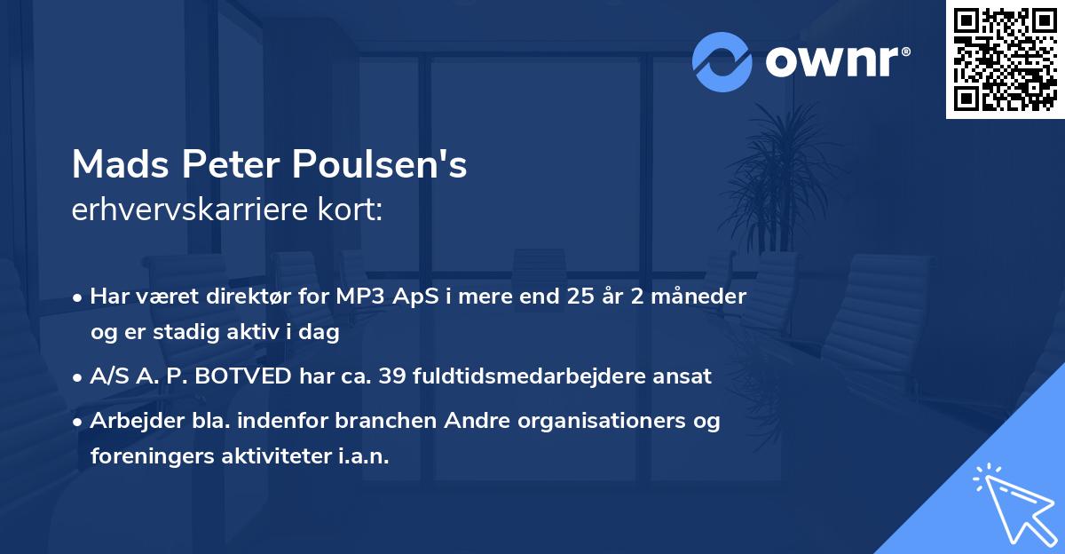 Mads Peter Poulsen's erhvervskarriere kort