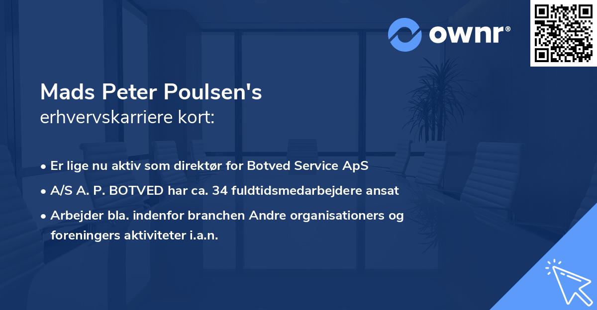 Mads Peter Poulsen's erhvervskarriere kort