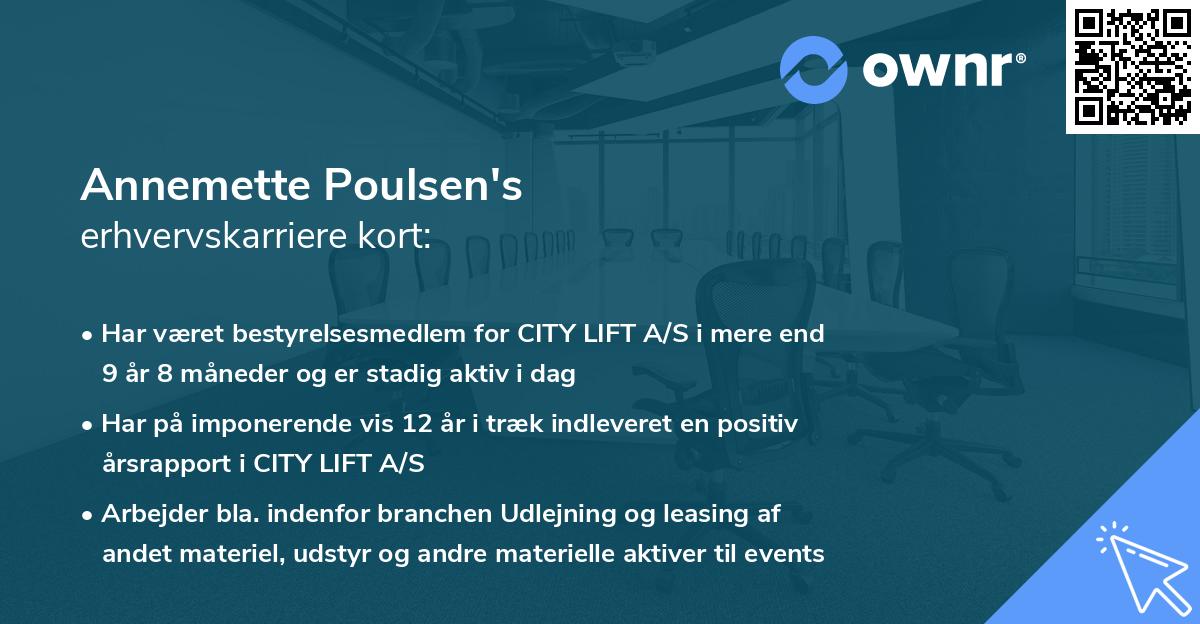 Annemette Poulsen's erhvervskarriere kort