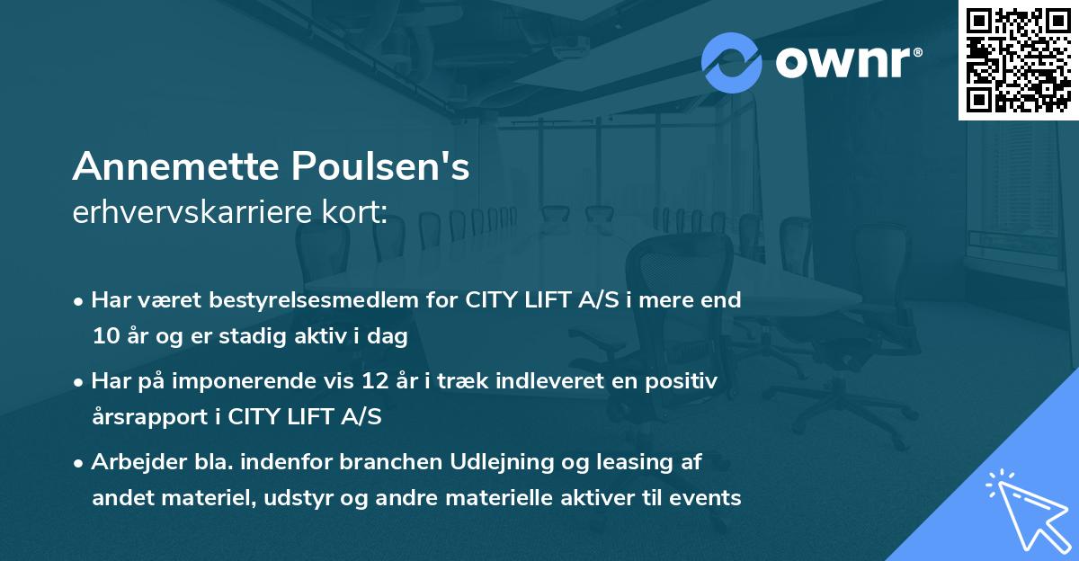 Annemette Poulsen's erhvervskarriere kort