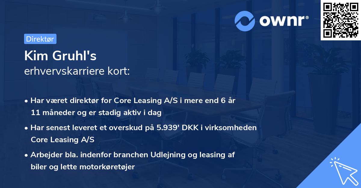 Kim Gruhl's erhvervskarriere kort