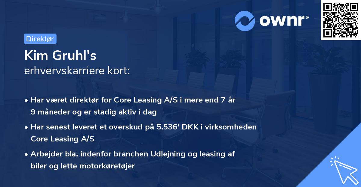 Kim Gruhl's erhvervskarriere kort