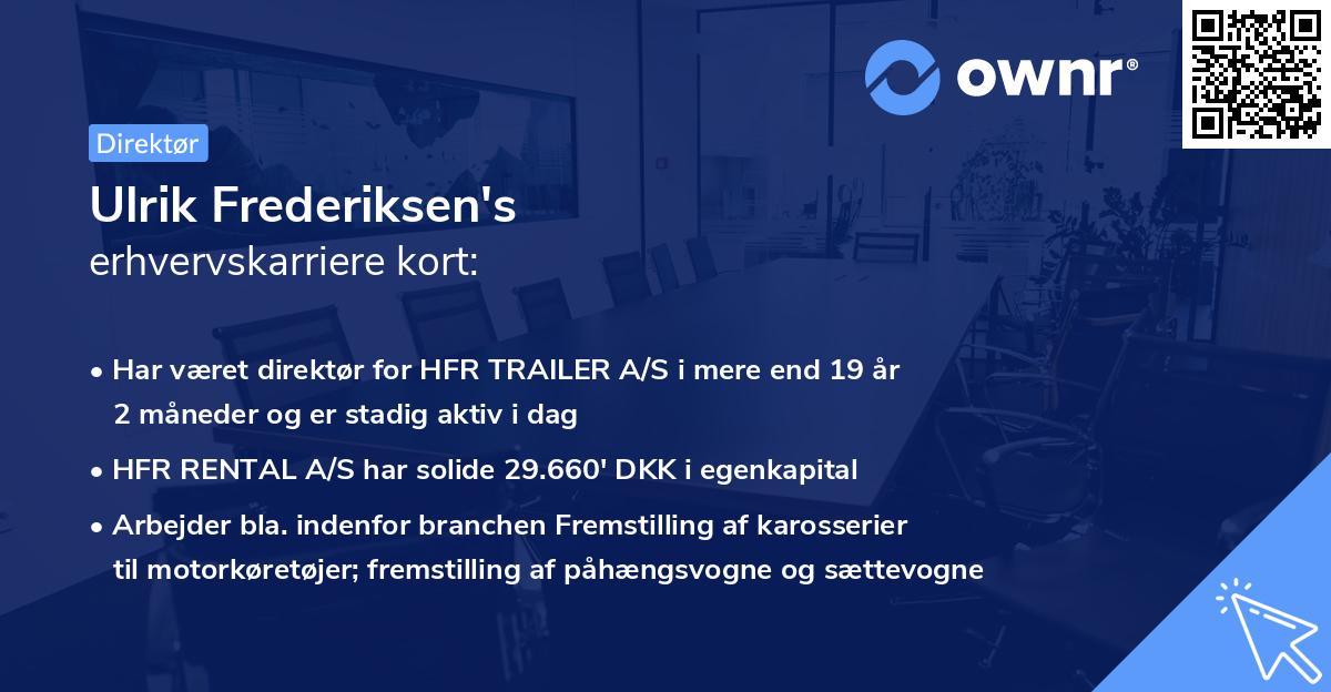 Ulrik Frederiksen's erhvervskarriere kort