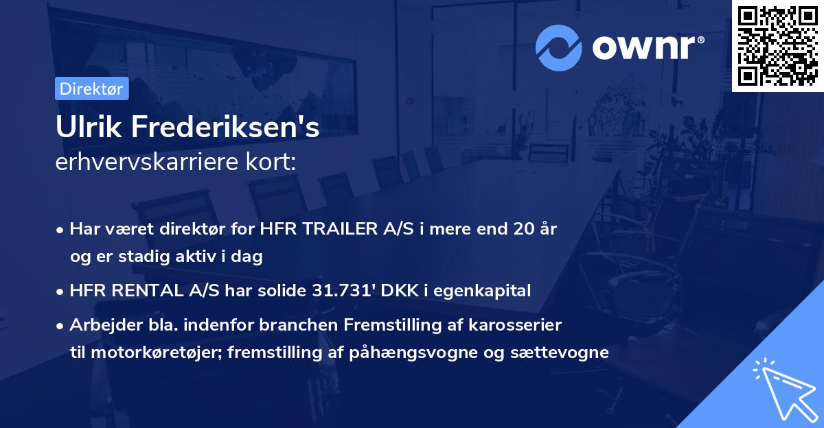 Ulrik Frederiksen's erhvervskarriere kort