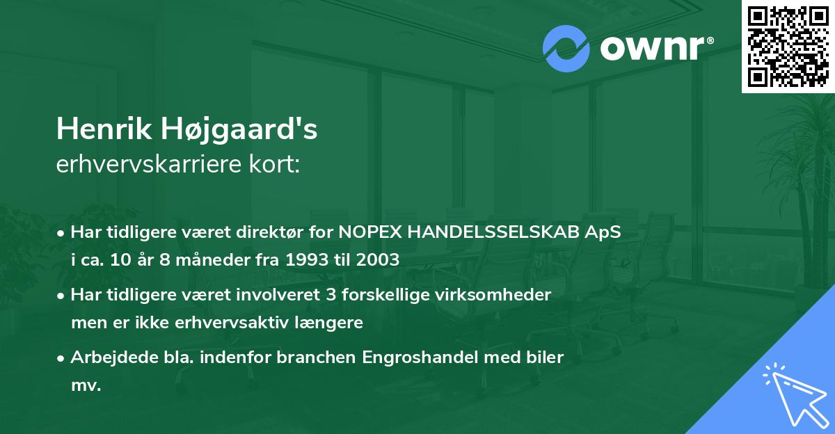 Henrik Højgaard's erhvervskarriere kort