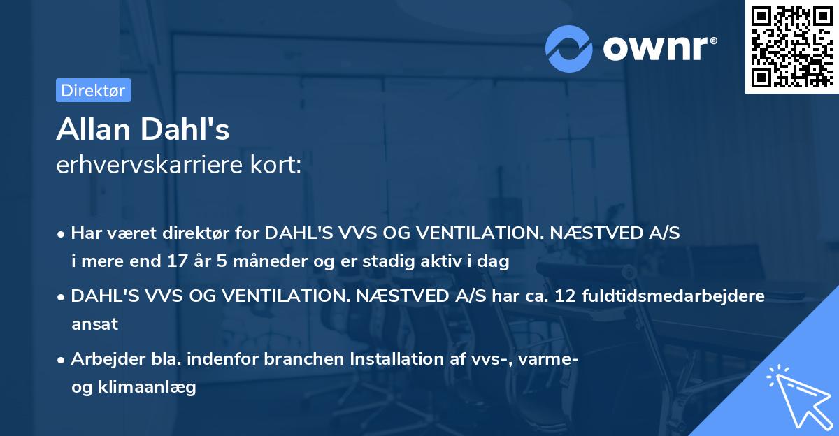 Allan Dahl's erhvervskarriere kort