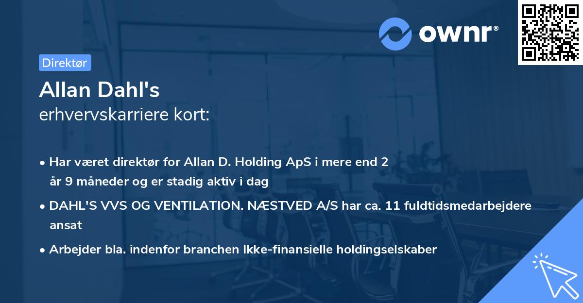 Allan Dahl's erhvervskarriere kort