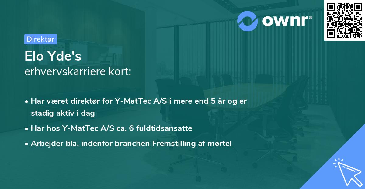Elo Yde's erhvervskarriere kort