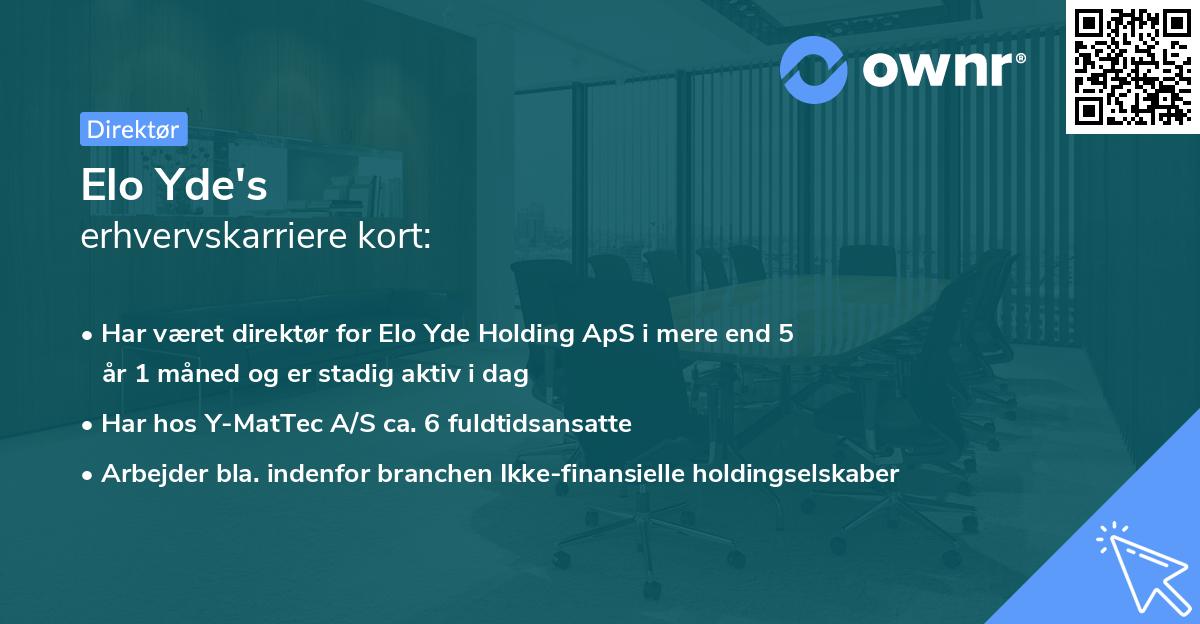 Elo Yde's erhvervskarriere kort