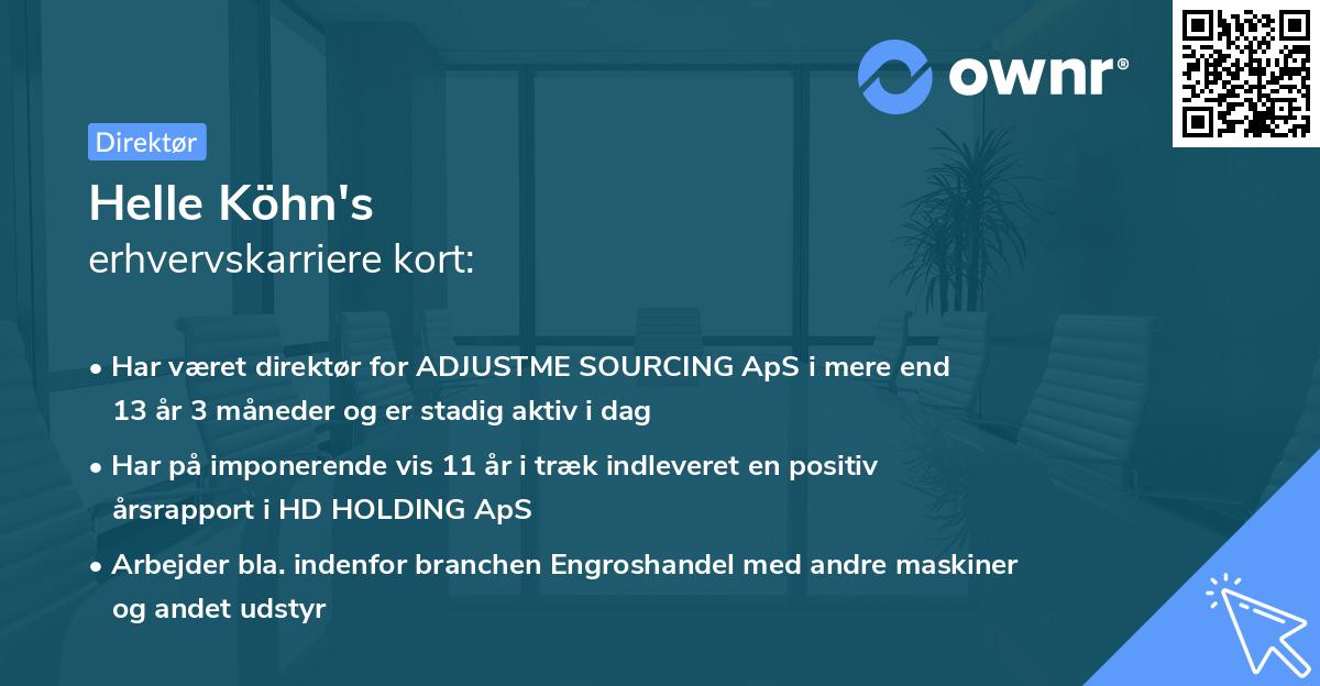 Helle Köhn's erhvervskarriere kort