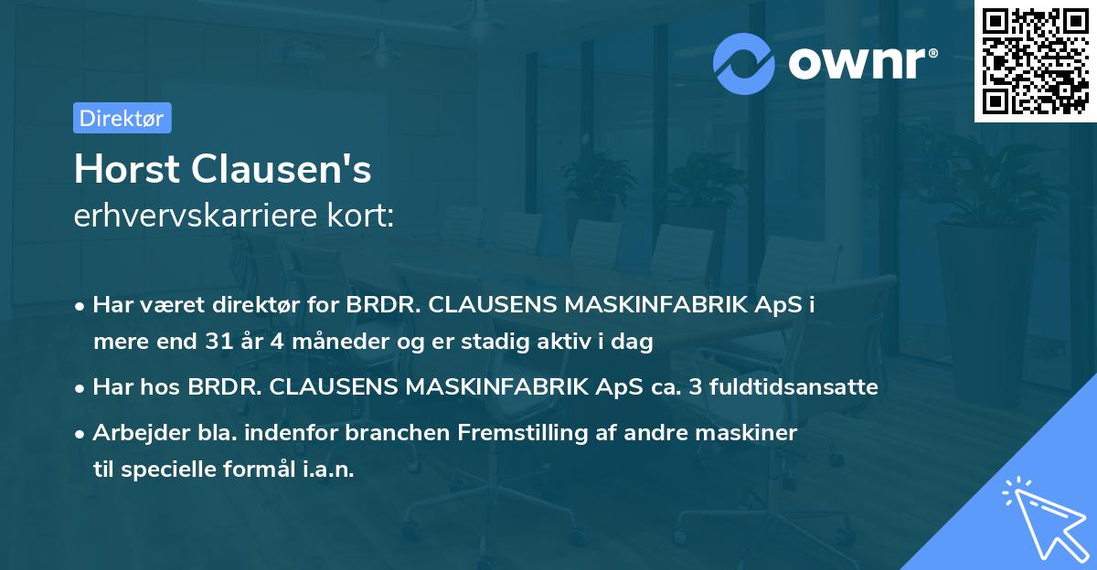 Horst Clausen's erhvervskarriere kort