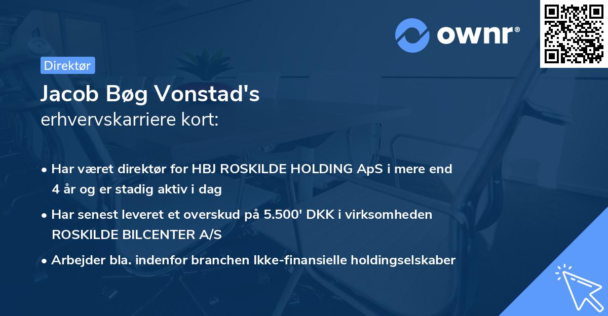 Jacob Bøg Vonstad's erhvervskarriere kort