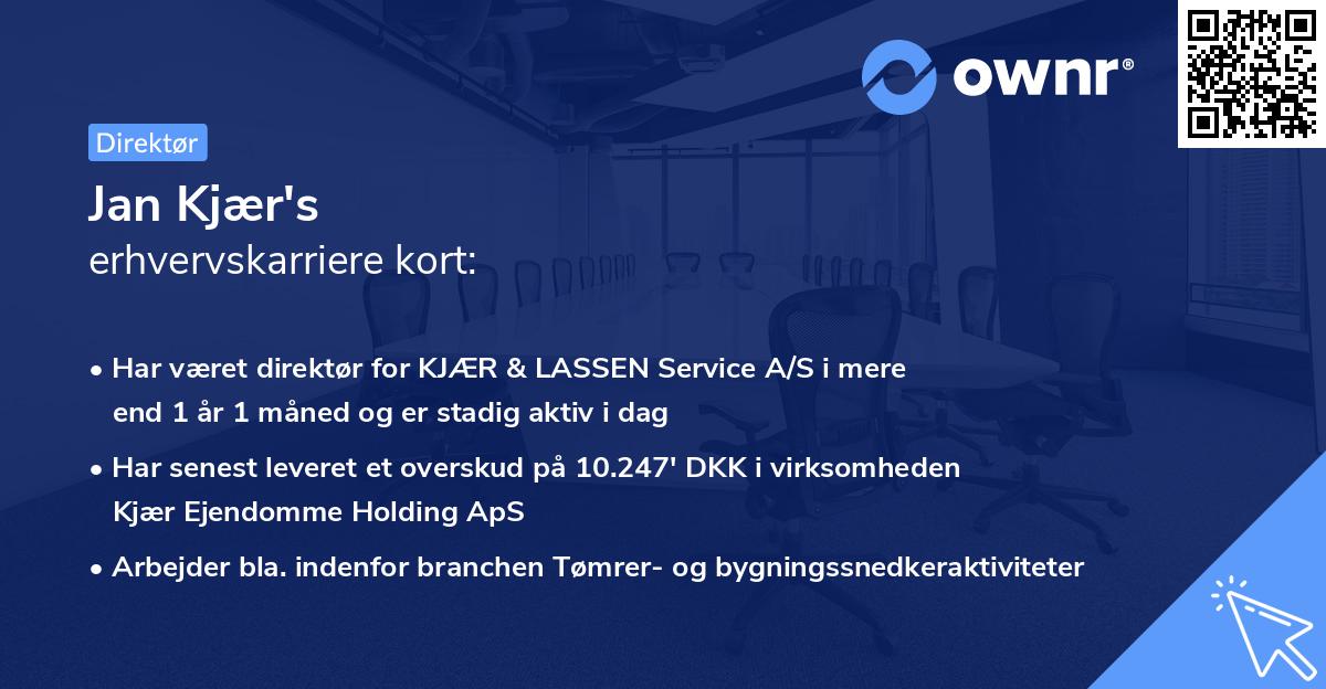 Jan Kjær's erhvervskarriere kort