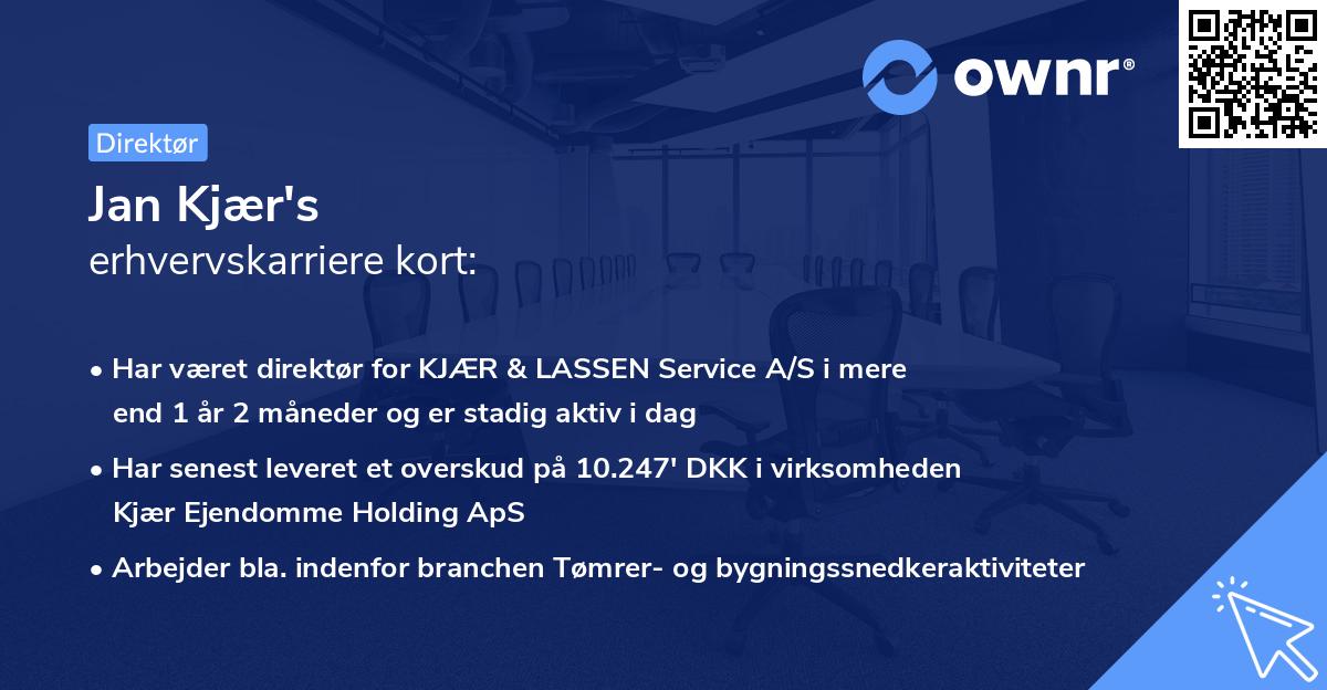 Jan Kjær's erhvervskarriere kort