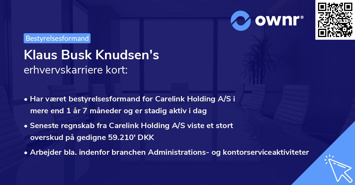 Klaus Busk Knudsen's erhvervskarriere kort