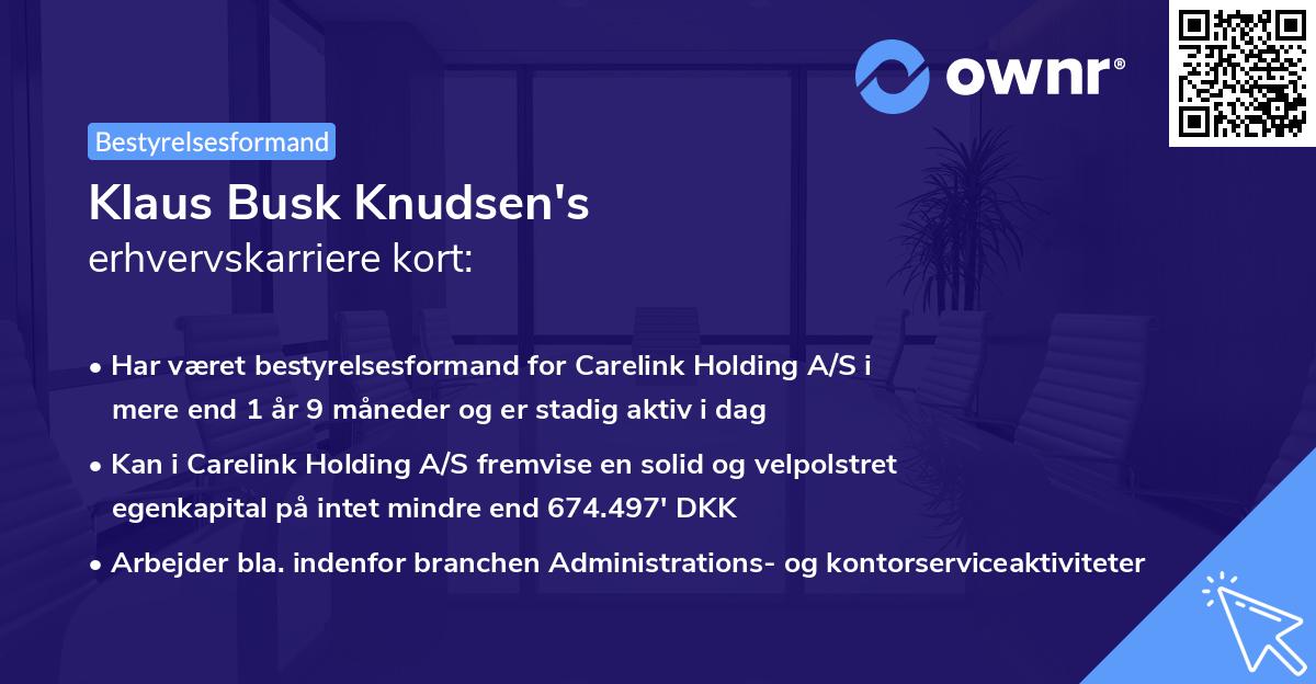 Klaus Busk Knudsen's erhvervskarriere kort
