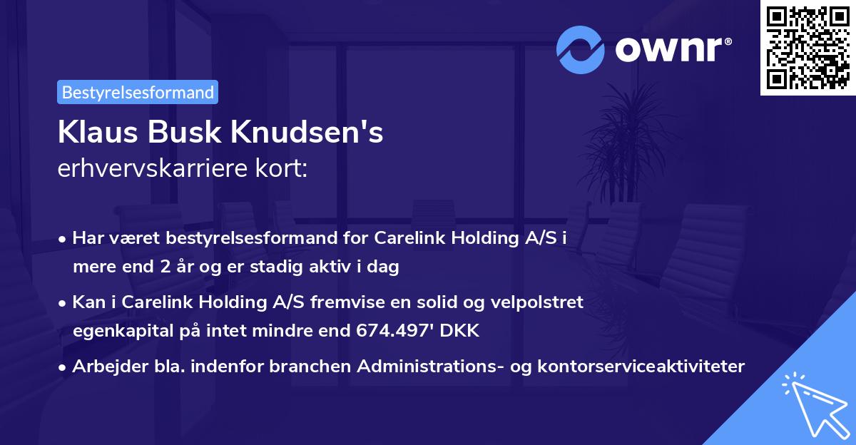Klaus Busk Knudsen's erhvervskarriere kort