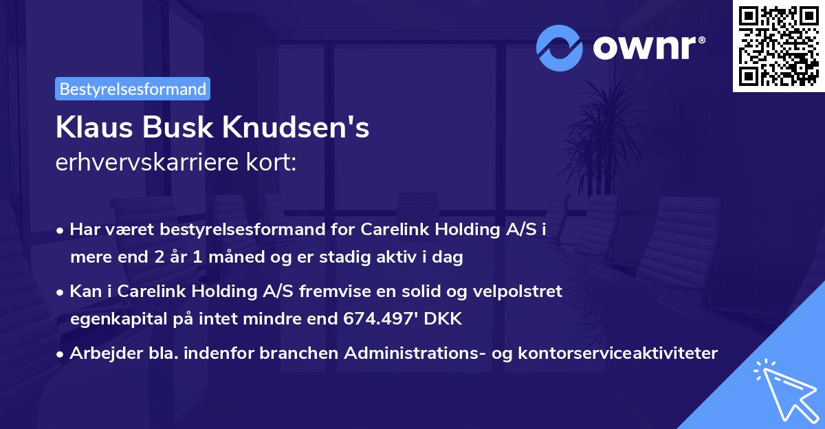 Klaus Busk Knudsen's erhvervskarriere kort