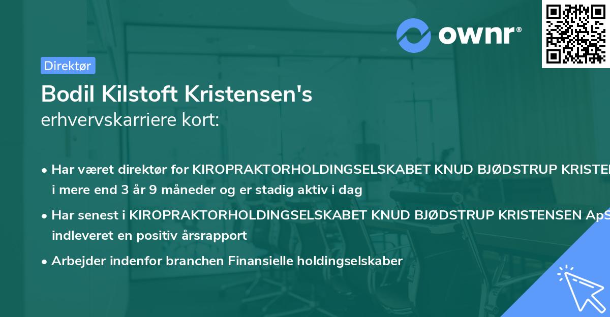 Bodil Kilstoft Kristensen's erhvervskarriere kort