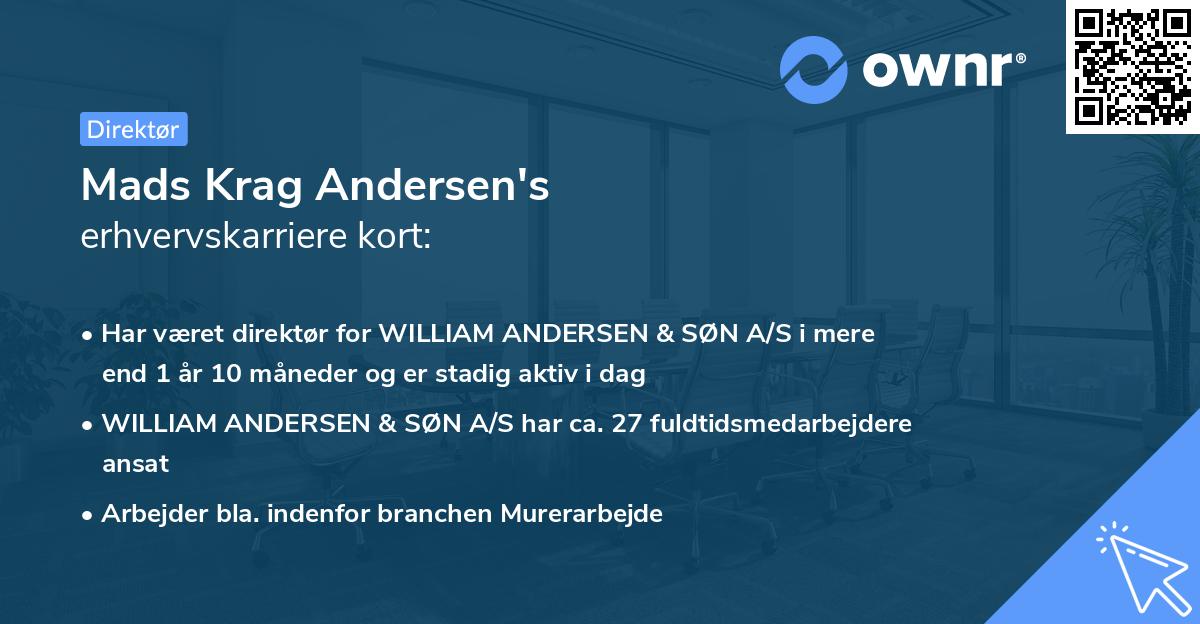 Mads Krag Andersen's erhvervskarriere kort