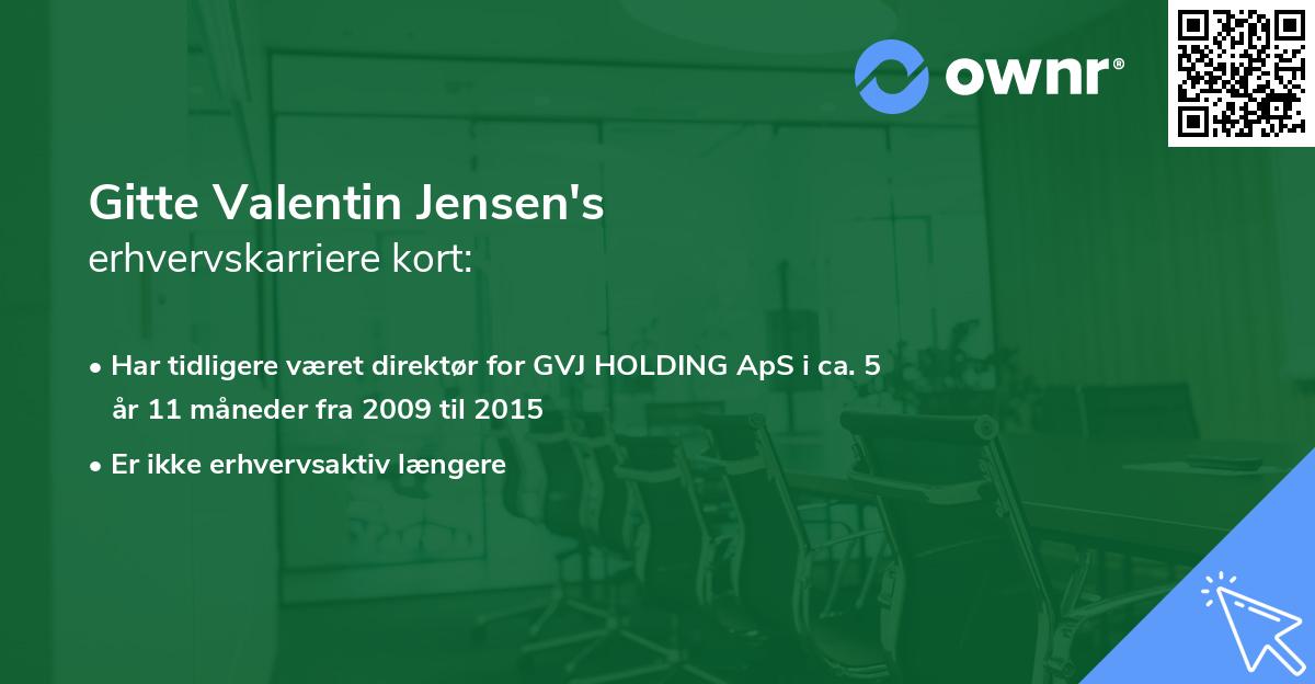 Gitte Valentin Jensen's erhvervskarriere kort