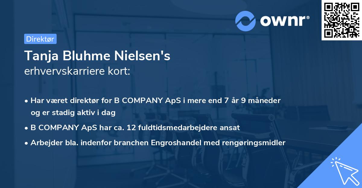 Tanja Bluhme Nielsen's erhvervskarriere kort