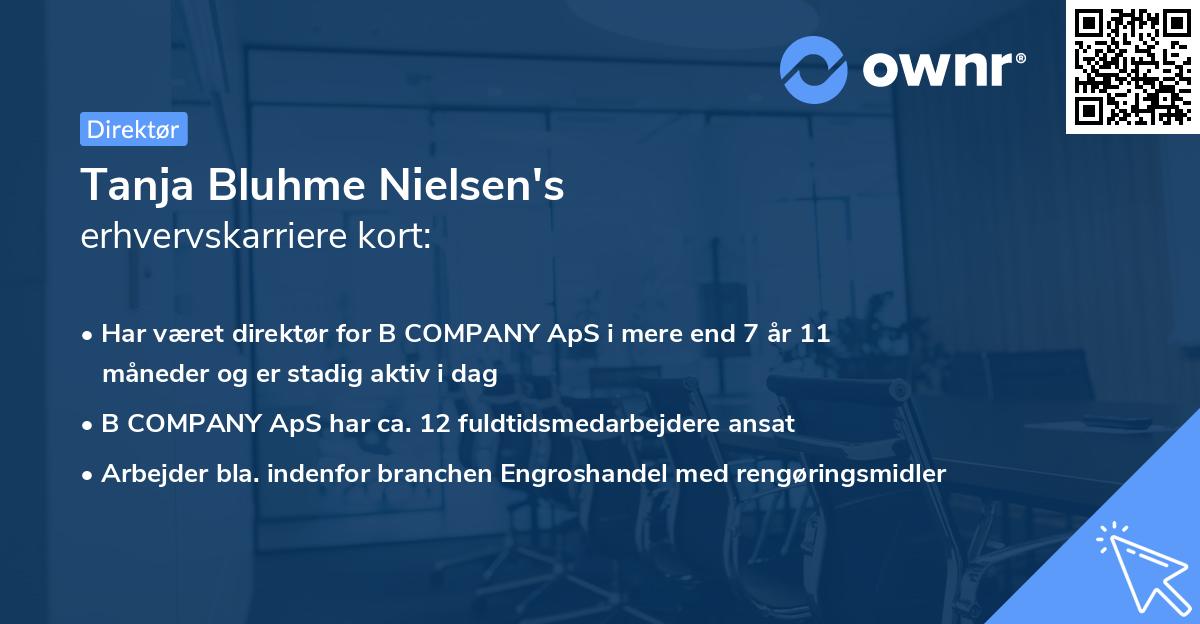 Tanja Bluhme Nielsen's erhvervskarriere kort