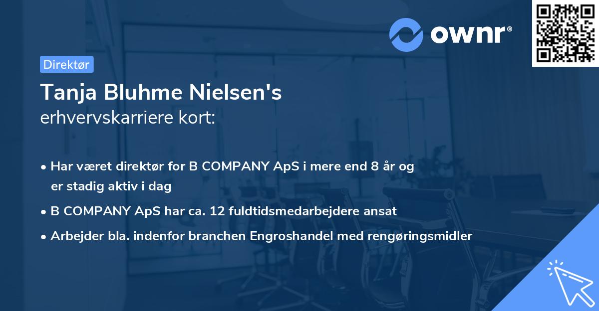 Tanja Bluhme Nielsen's erhvervskarriere kort