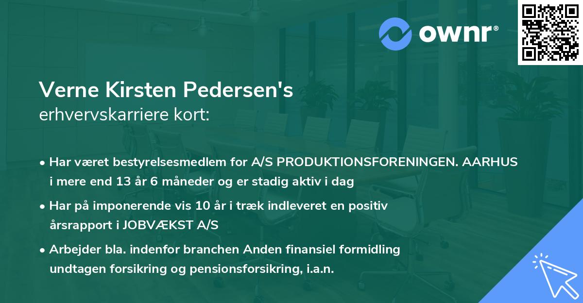 Verne Kirsten Pedersen's erhvervskarriere kort