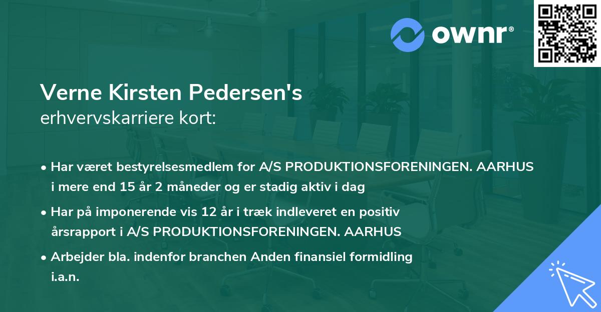 Verne Kirsten Pedersen's erhvervskarriere kort