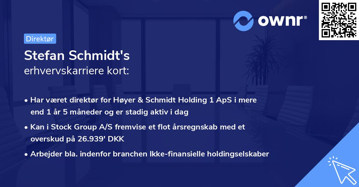 Stefan Schmidt's erhvervskarriere kort