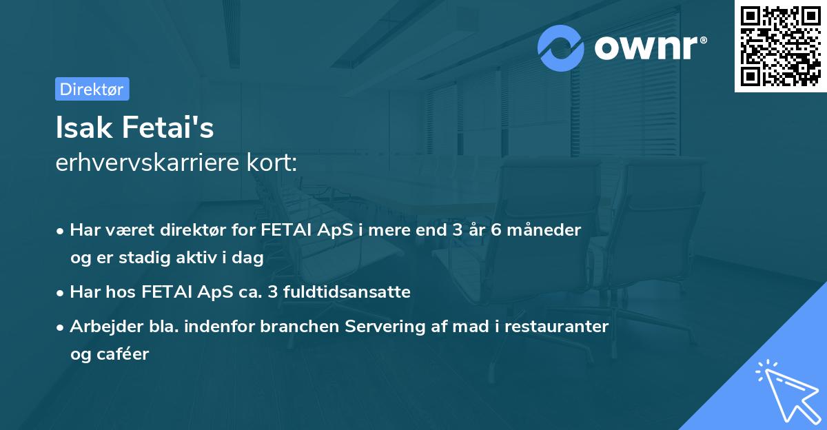 Isak Fetai's erhvervskarriere kort