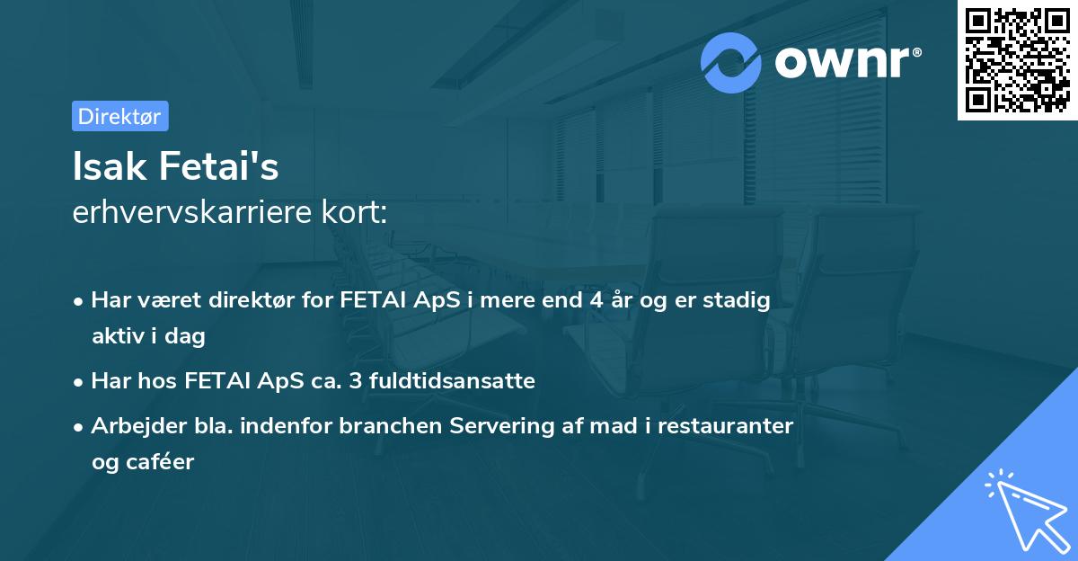 Isak Fetai's erhvervskarriere kort