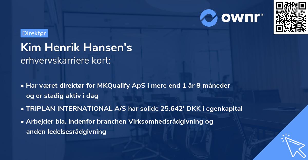 Kim Henrik Hansen's erhvervskarriere kort