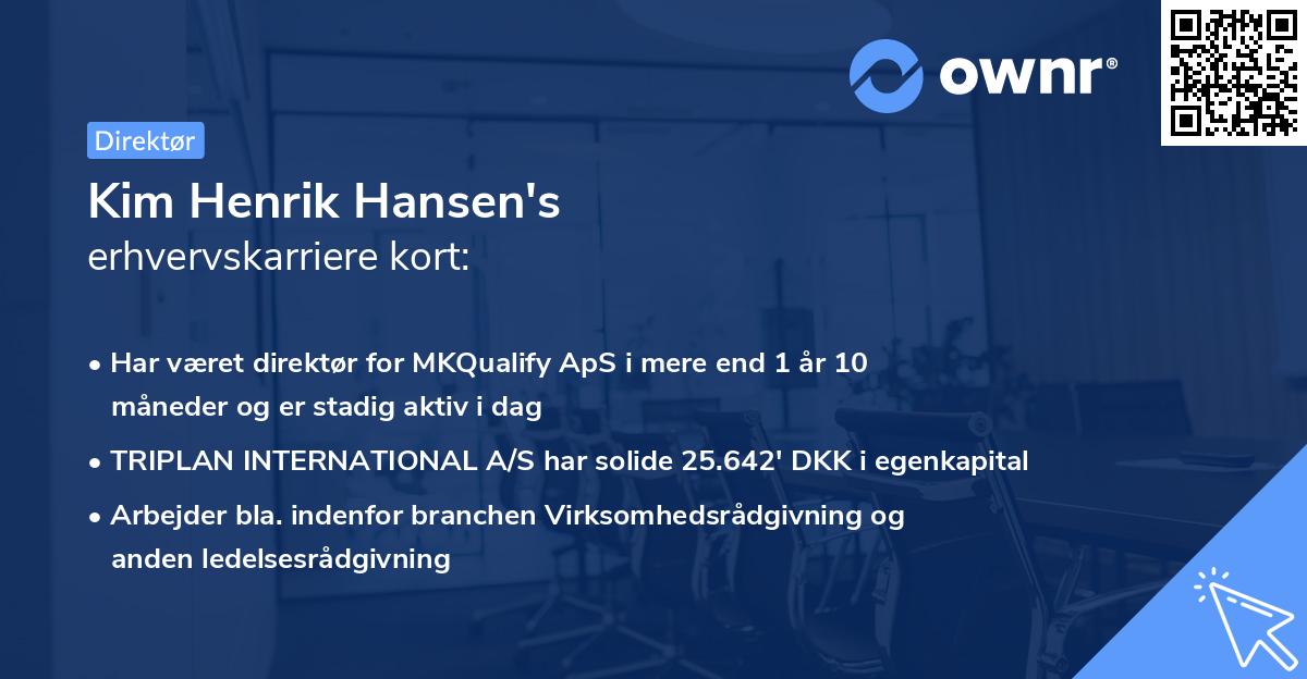 Kim Henrik Hansen's erhvervskarriere kort