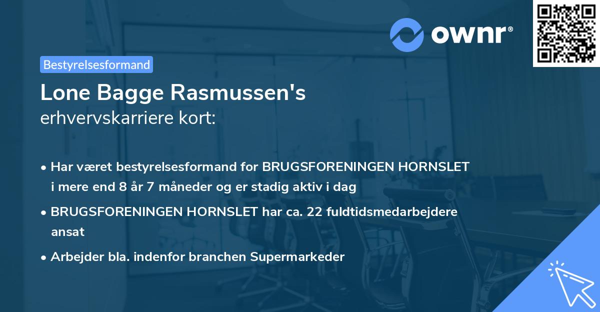 Lone Bagge Rasmussen's erhvervskarriere kort