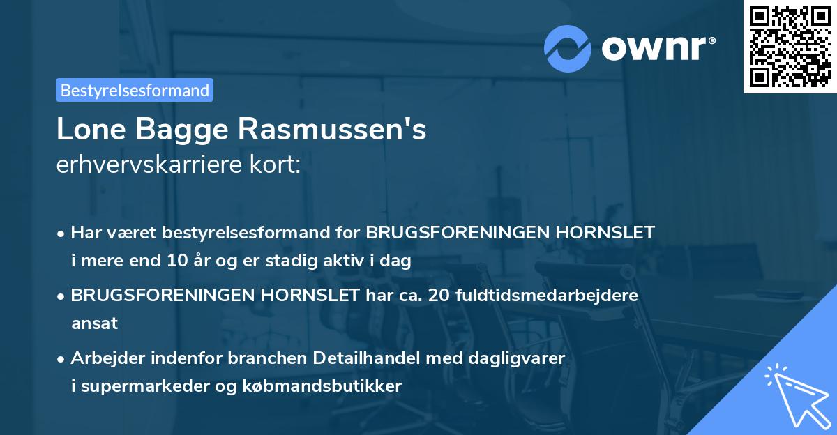 Lone Bagge Rasmussen's erhvervskarriere kort