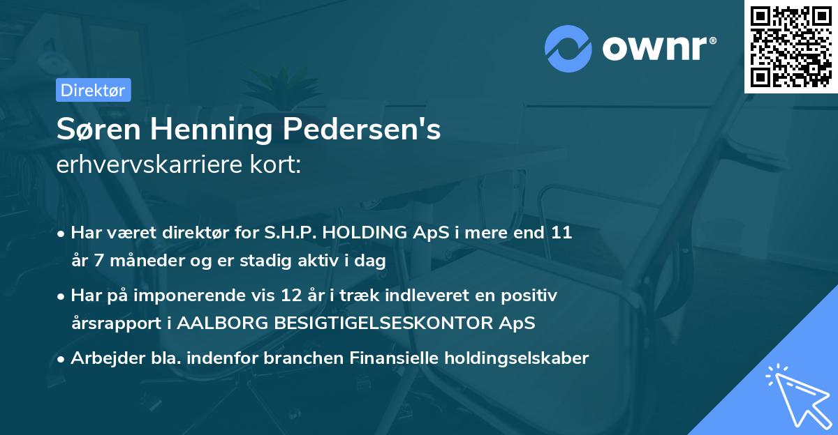 Søren Henning Pedersen's erhvervskarriere kort